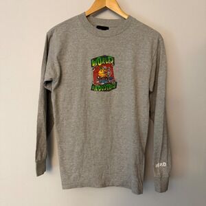 World Industries Flame Boy Graphic Long Sleeve Shirt Mens Small Gray Skatewear